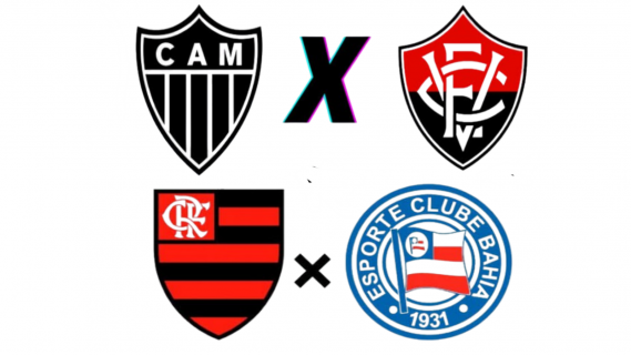 Vitória × Atlético MG ás 16:30 / Flamengo×Bahia ás 19:00